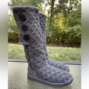 UGG  cardy 3 Charcoal Knit Tall Boots with Buttons